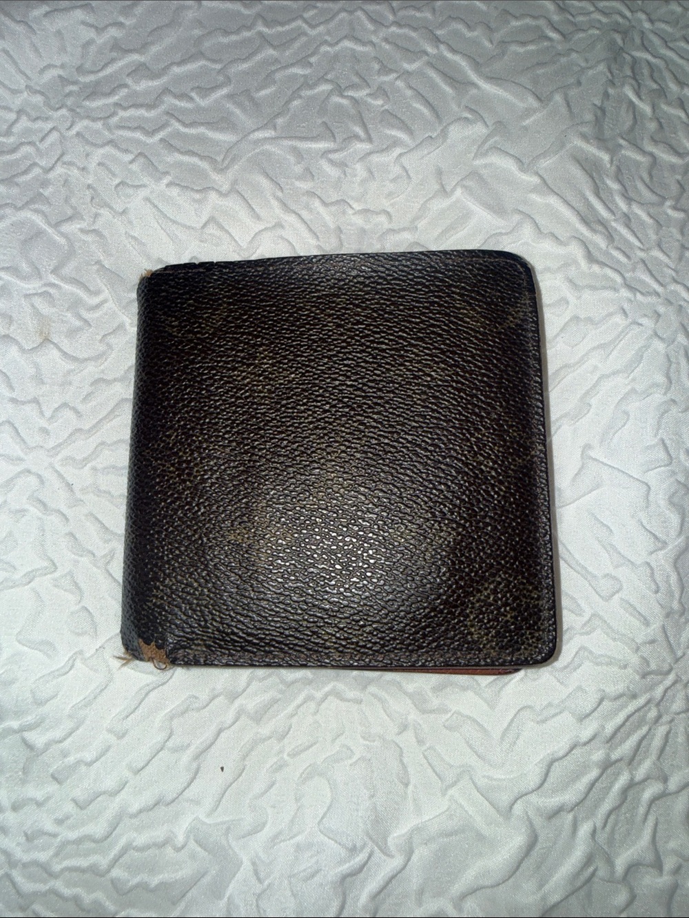 Louis Vuitton Macro Canvas Logo Leather Bi-Fold Wallet